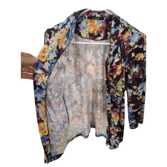Multicolor Splatter Blouse Essentials by Milano Ruched Chest Tapered Romantic S - Picture 4 of 8